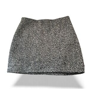 H&M Tweed Herringbone Mini Skirt Black White Women's Size 8 Party Dressy Work